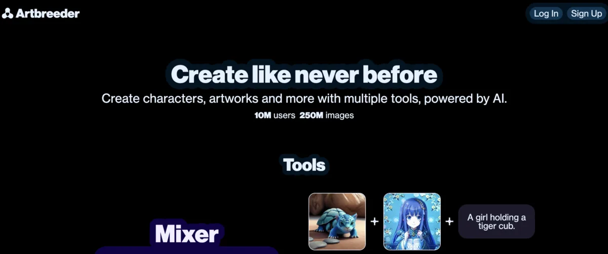 Artbreeder AI image generation tool.