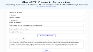 ChatGPT Prompt Generator AI tool.