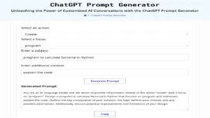 ChatGPT Prompt Generator AI tool.