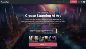 Nightcafe image generation AI tool.