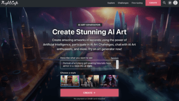 Nightcafe image generation AI tool.