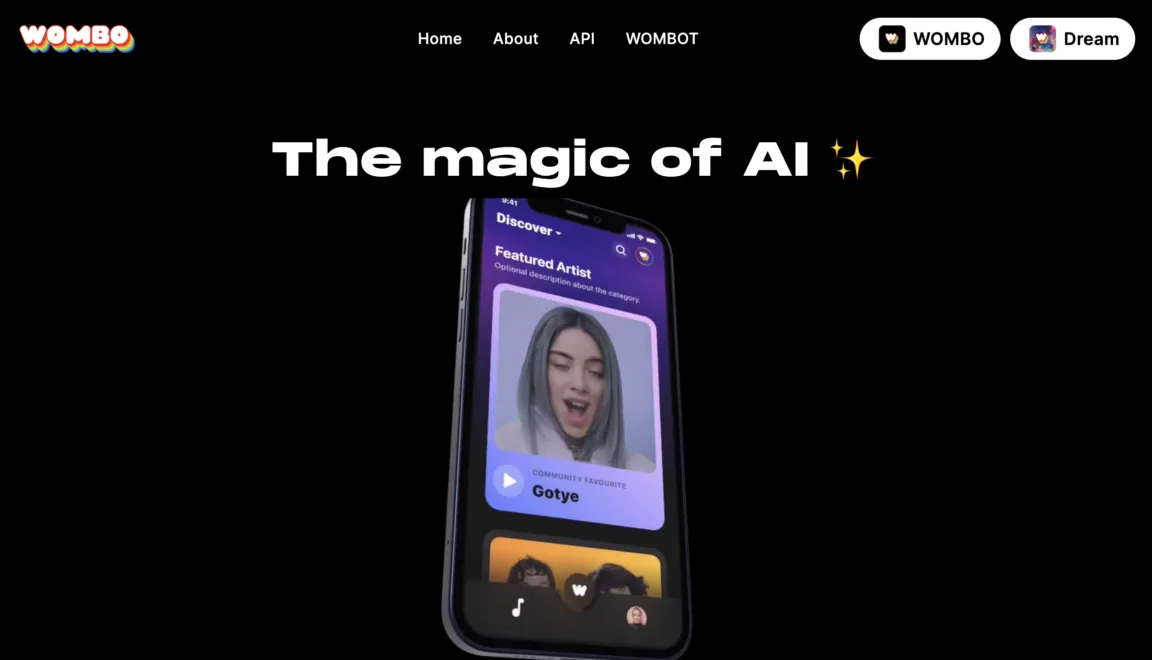 Wombo AI image generation tool.