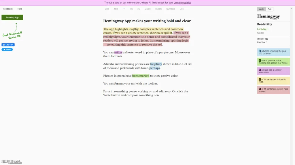AI Tools for Marketing: Hemingway App