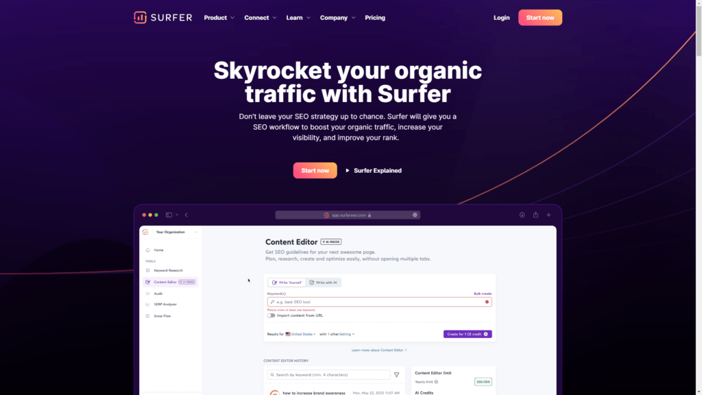 AI Tools for Content: Surfer SEO