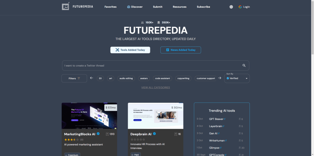 AI Tools Directory: FuturePedia.