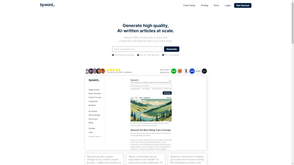 Top AI Tools for SEO: Byword