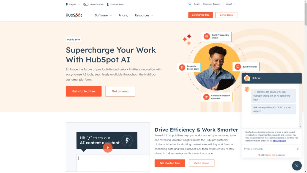Top AI Tools for SEO: Hubspot AI tools