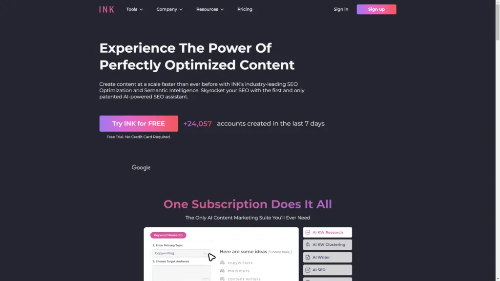 Top AI Tools for SEO: INK