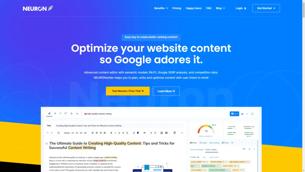 Top AI Tools for SEO: Neuron Writer
