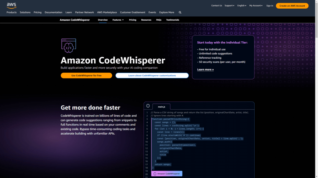 Top AI Tools for Developers: Amazon CodeWhisperer