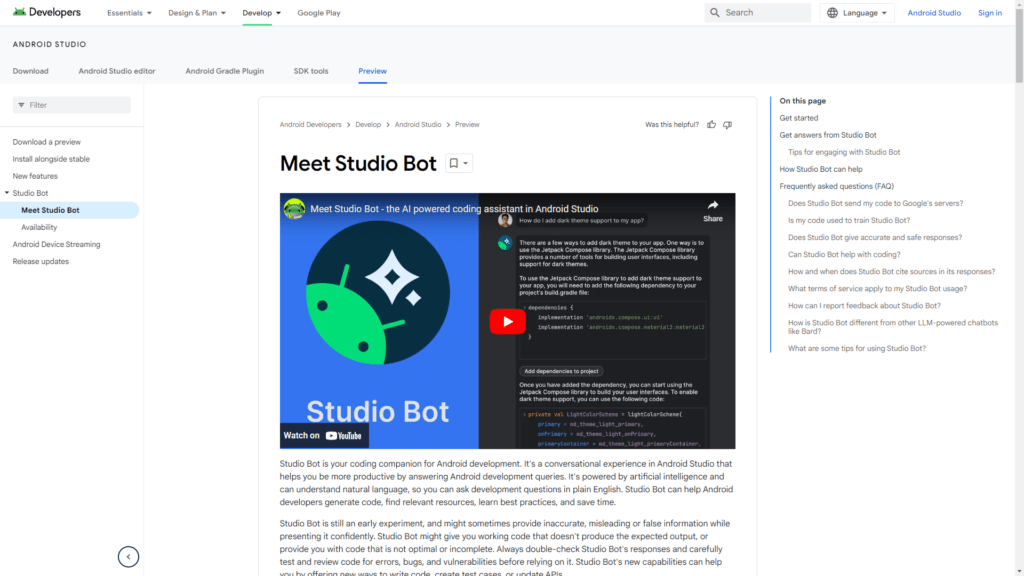 Top AI Tools for Developers: Android Studio Bot