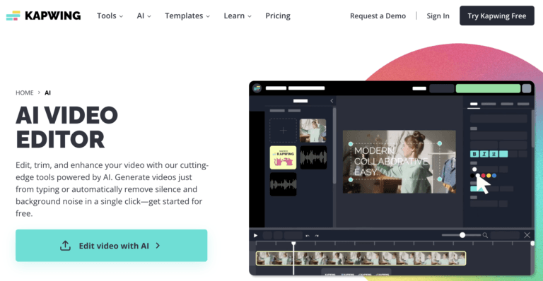 Kapwing AI video editor.
