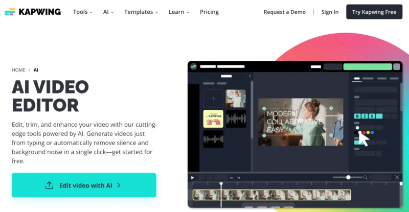 Kapwing AI video editor.