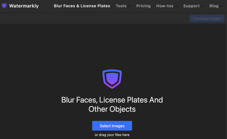 Watermarkly's Blur Faces & License Plates AI tool.