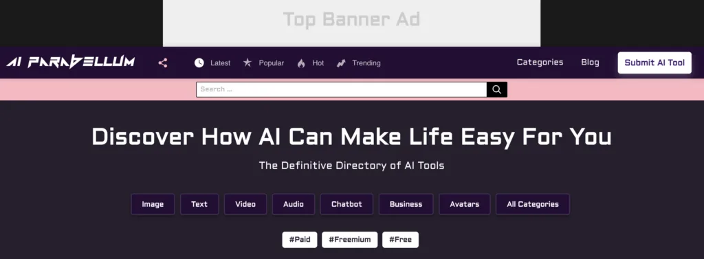 AI Parabellum: Top banner ad.