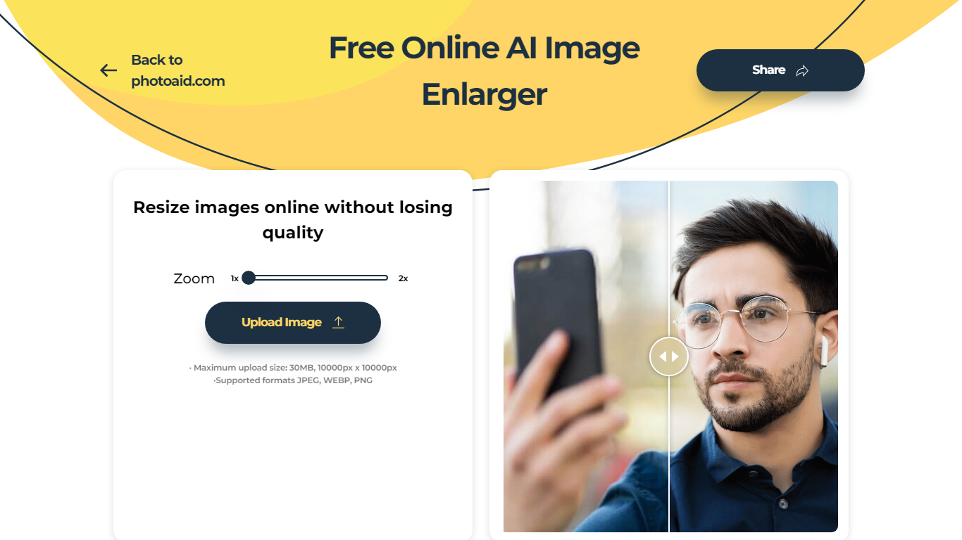 PhotoAid's AI Image Enlarger