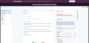 Screenshot of Email Spam Checker free online too.