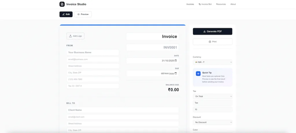 Invoice Studio.