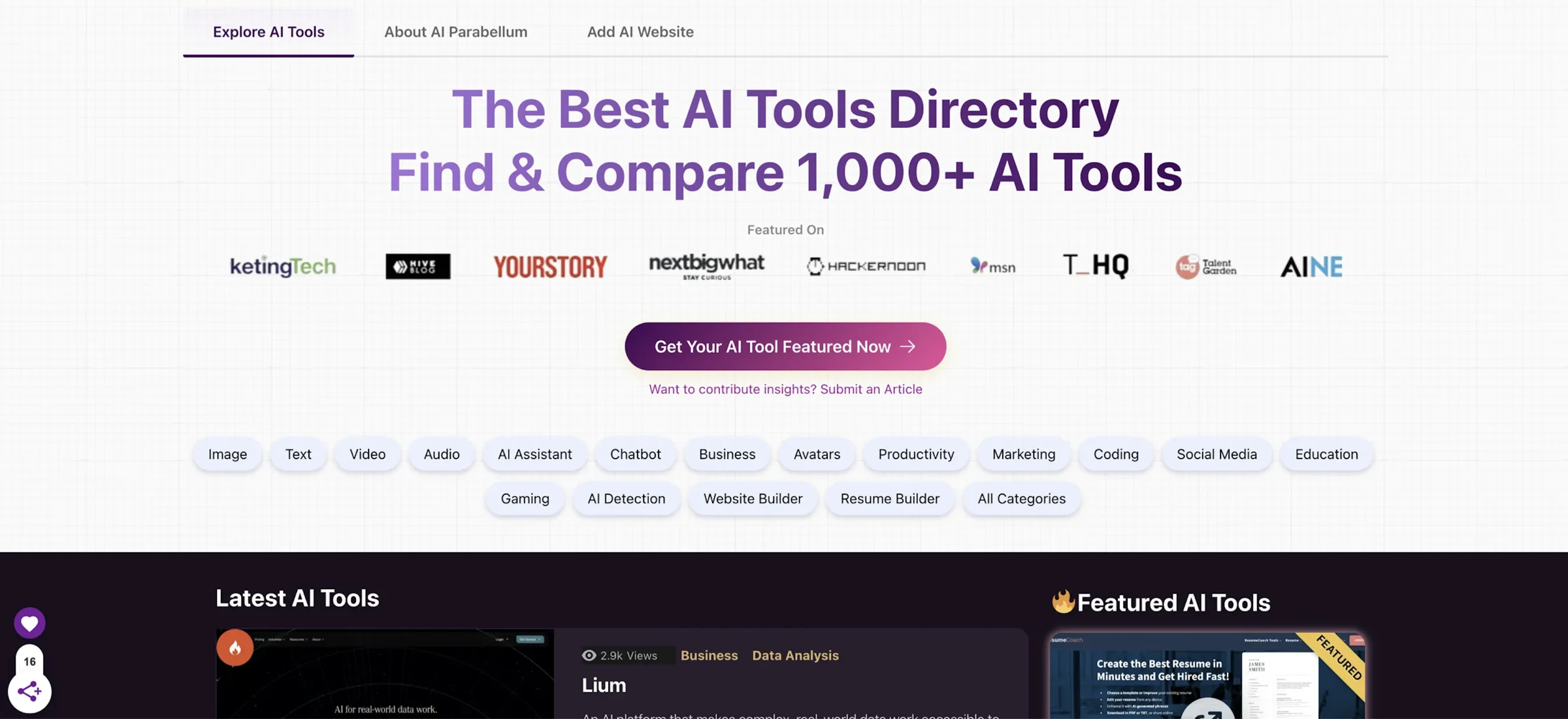 AI Parabellum - The Best AI Tools Directory on The Web
