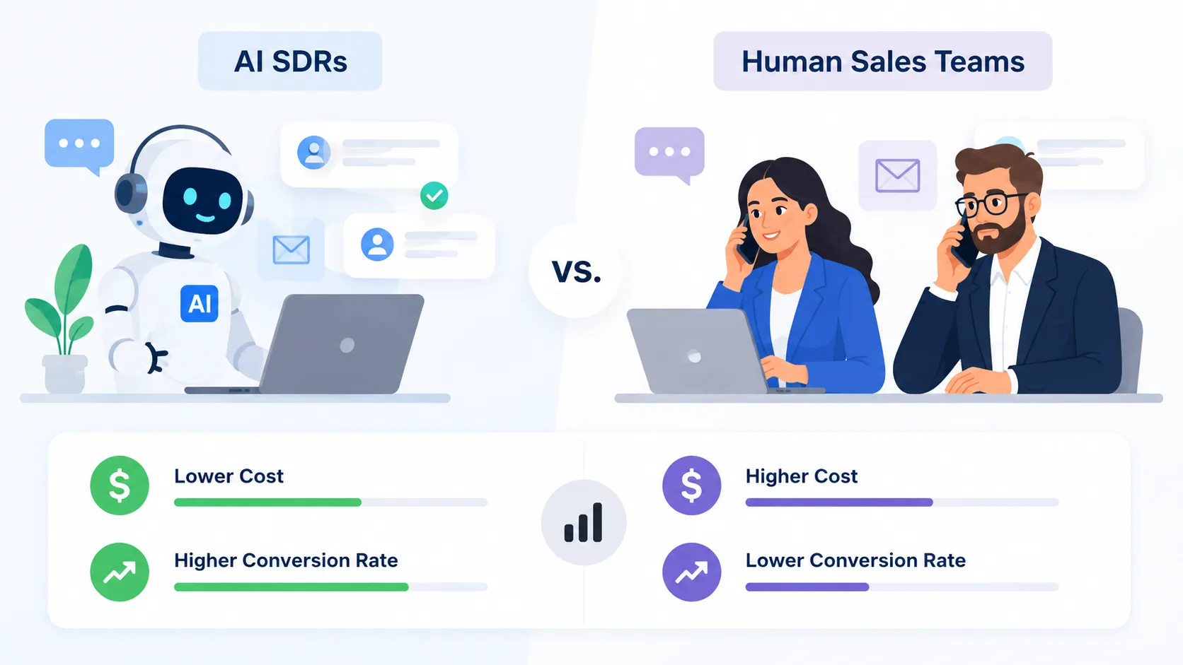 AI SDRs vs. Human Sales Teams: A Cost and Conversion Rate Analysis