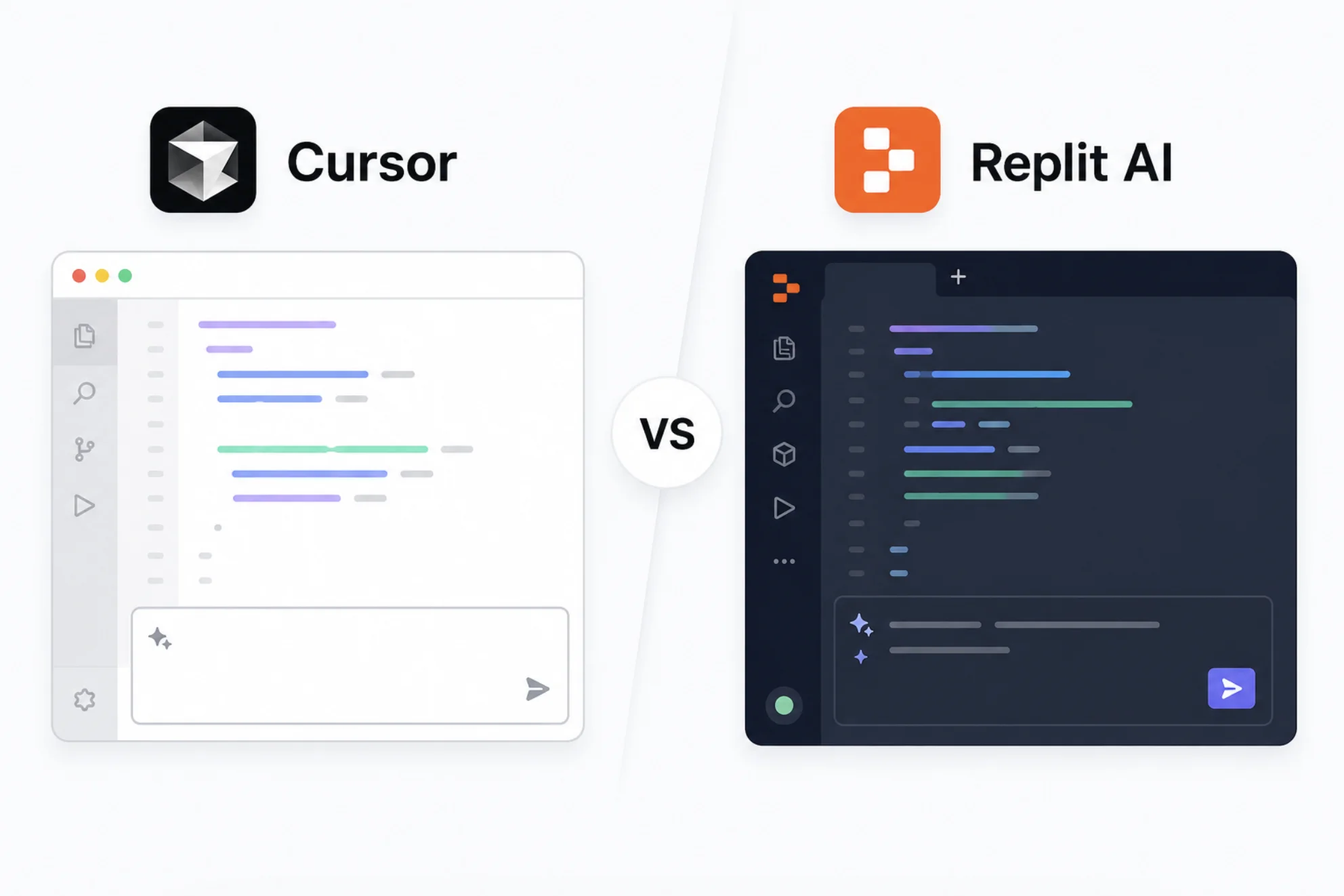 Cursor vs Replit AI Split Screen