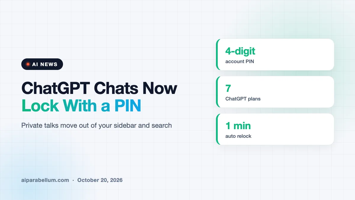 ChatGPT Locked Chats Hide Private Talks Behind a PIN