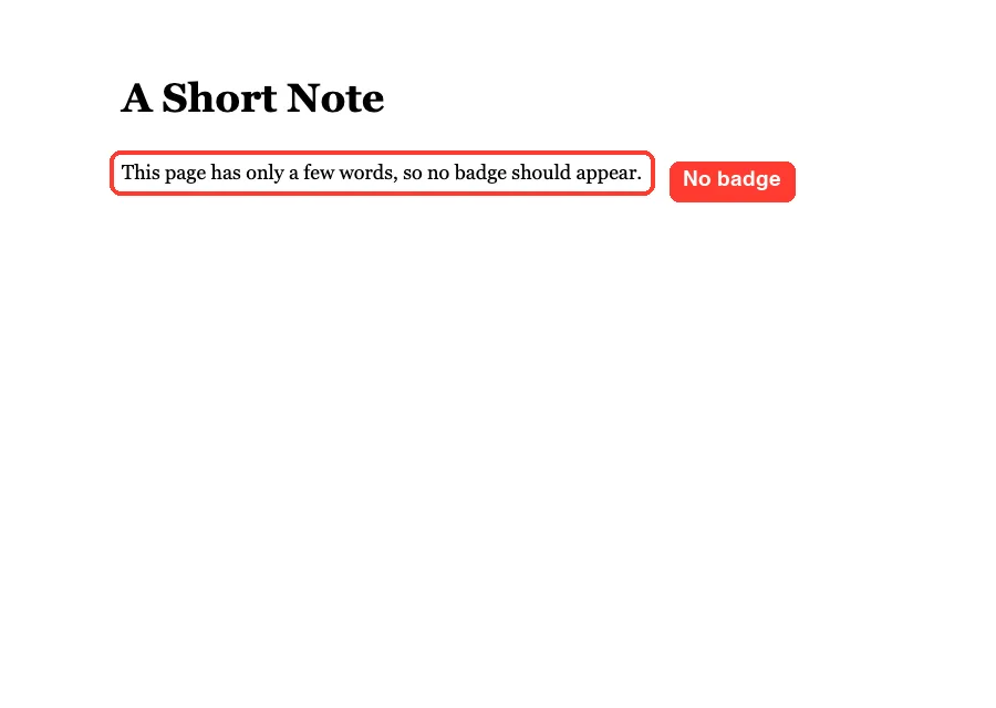 A short page with one sentence and no badge