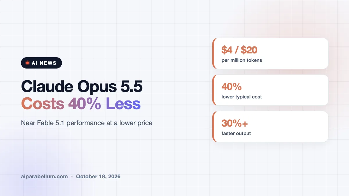 Claude Opus 5.5 Arrives With Fable-Level Smarts at 40% Lower Cost