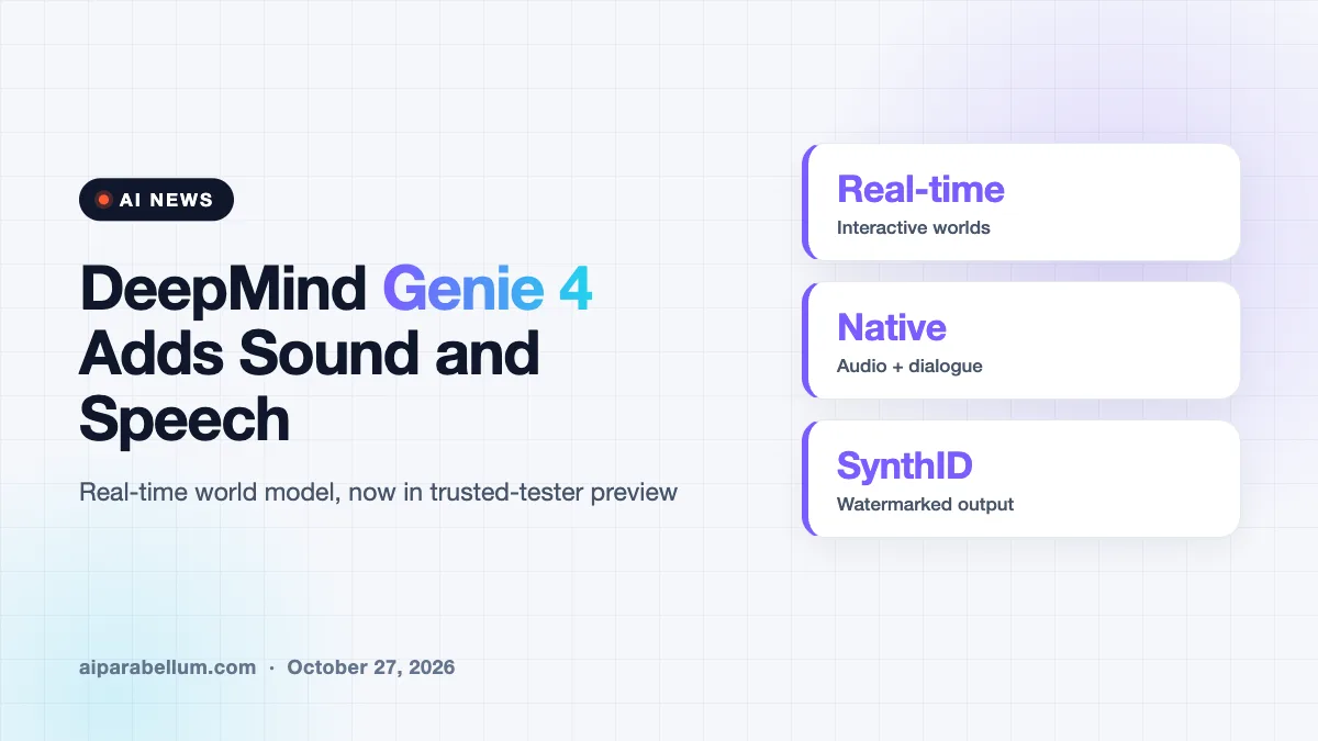 DeepMind Genie 4 Builds Real-Time Worlds With Sound and Speech