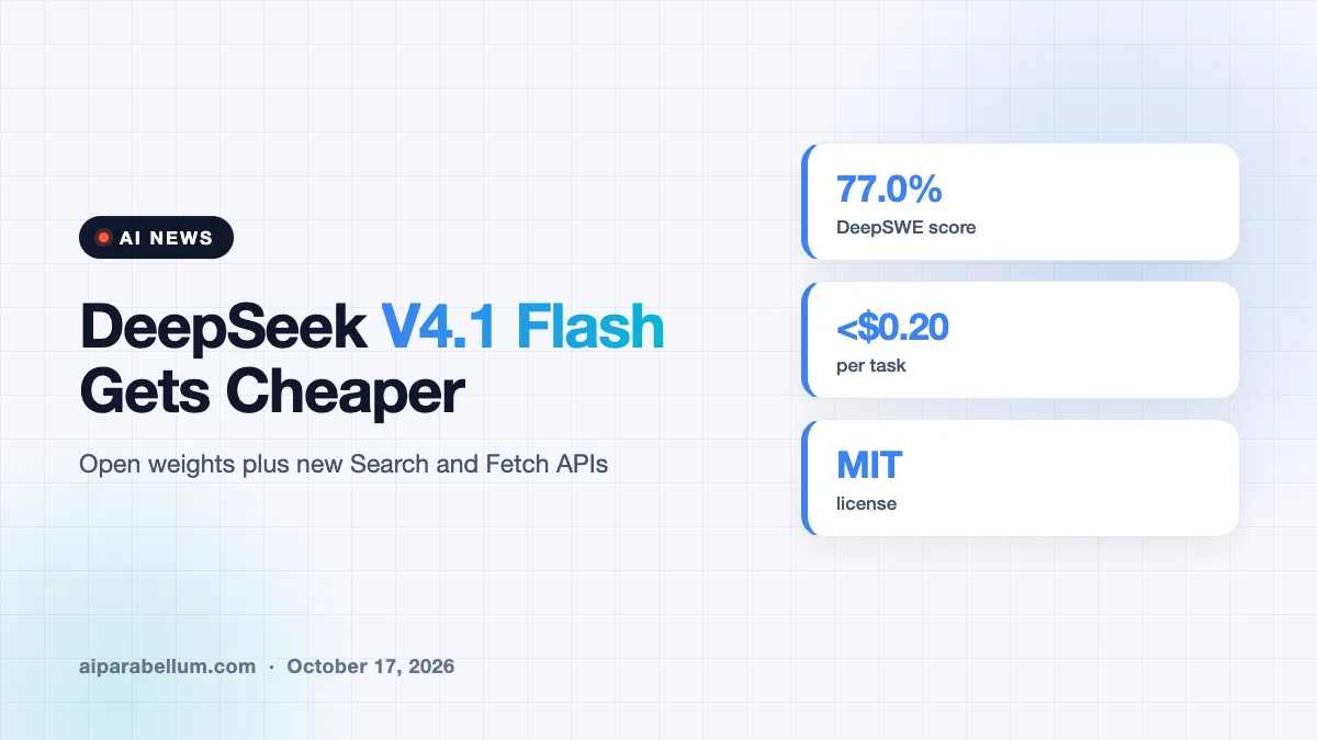 DeepSeek V4.1 Flash Update Targets Cheaper AI Coding Agents