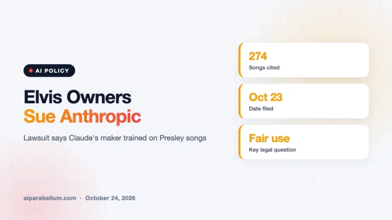 Elvis Presley Rights Holders Sue Anthropic Over AI Training