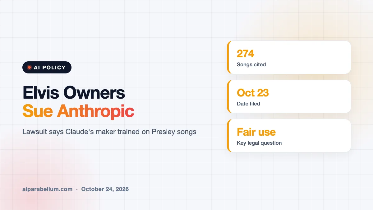 Elvis Presley Rights Holders Sue Anthropic Over AI Training