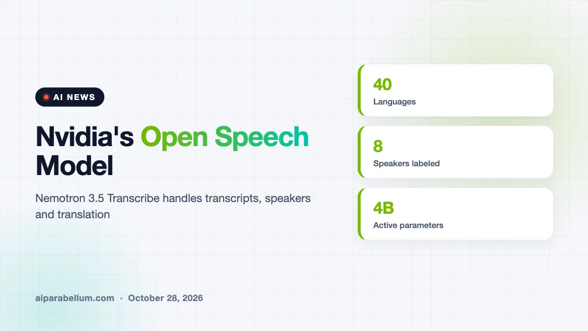 Nvidia Releases Nemotron 3.5 Transcribe, an Open Model for Meeting Transcripts